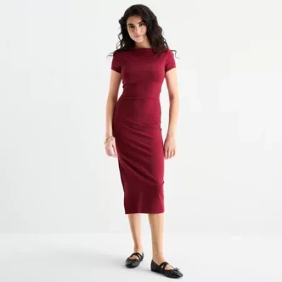 Forever 21 Womens Juniors Short Sleeve Midi Slip Dress In Red