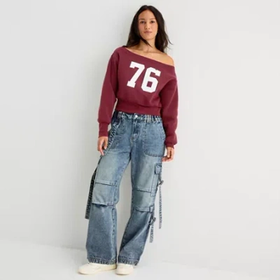 Forever 21 Juniors Womens Low Rise Loose Fit Cargo Jean In Blue