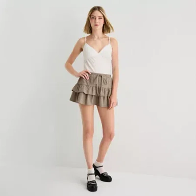 Forever 21 Womens Juniors Mid Rise Mini Flared Skirt In Brown