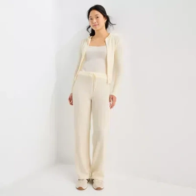 Forever 21 Womens Juniors Wide Leg Pull-on Pant In White