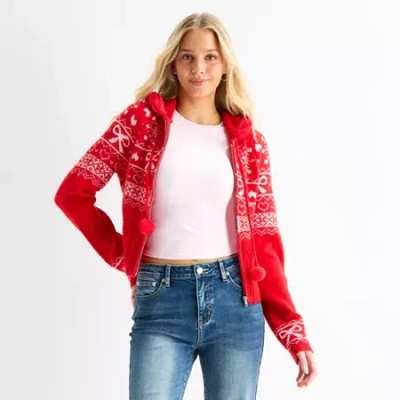 Forever 21 Juniors Womens Hooded Long Sleeve Pullover Sweater In Red