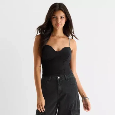 Forever 21 Womens Juniors Sweetheart Neck Sleeveless Tank Top In Black