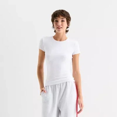 Forever 21 Womens Juniors Crew Neck Short Sleeve T-shirt In White