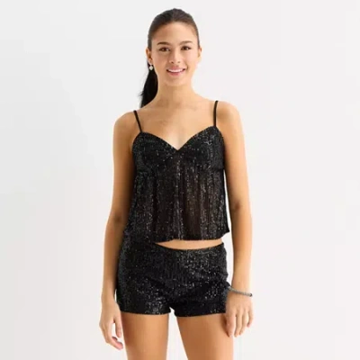 Forever 21 Womens Juniors Sweetheart Neck Sleeveless Babydoll Top In Black