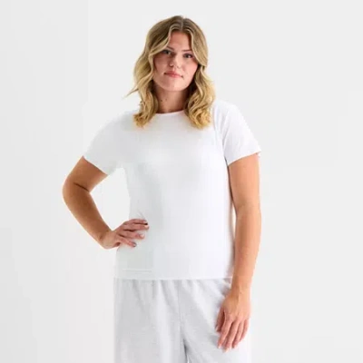 Forever 21 Womens Juniors Plus Crew Neck Short Sleeve T-shirt In White