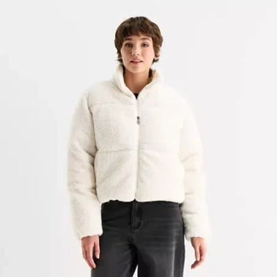 Forever 21 Womens Juniors Heavyweight Teddy Sherpa Jacket In White