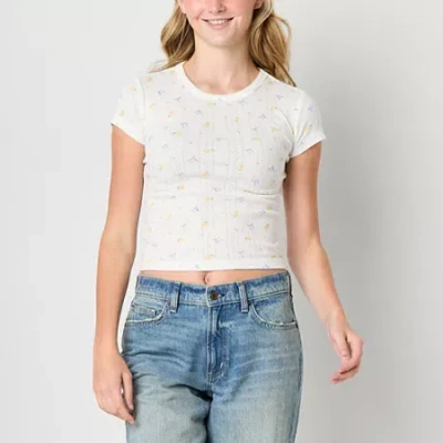 Arizona Baby Tee Womens Juniors Crew Neck Short Sleeve T-shirt In Multi