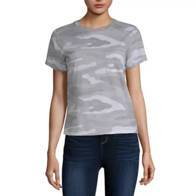 Arizona Womens Juniors Crew Neck Short Sleeve T-shirt In Multi