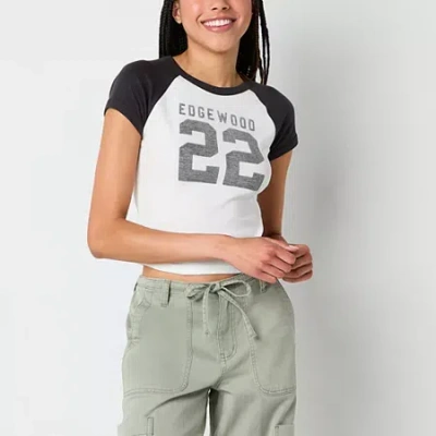 Arizona Womens Juniors Crew Neck Short Sleeve T-shirt In Multi