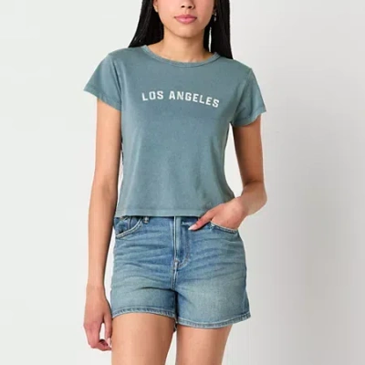 Arizona Womens Juniors Short Sleeve Graphic T-shirt In Multi