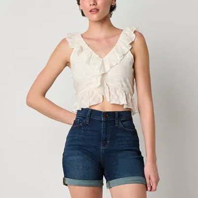 Arizona Ruffle Womens Juniors Sleeveless Blouse In White