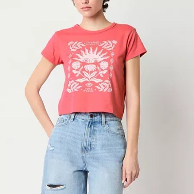 Arizona Womens Juniors Short Sleeve Graphic T-shirt In Multi