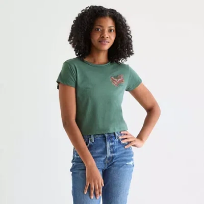 Arizona Womens Juniors Crew Neck Short Sleeve Graphic T-shirt In Multi