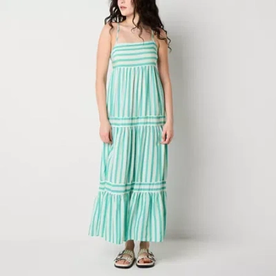 Arizona Womens Juniors Striped Maxi Dress In Multi