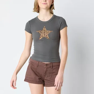 Arizona Womens Juniors Crew Neck Short Sleeve Graphic T-shirt In Multi