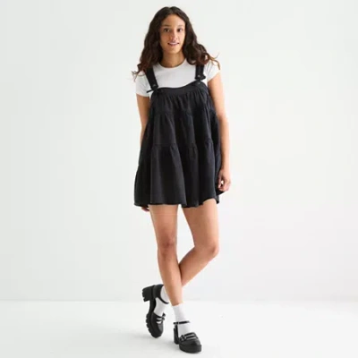 Arizona Womens Juniors Babydoll Dress In Black
