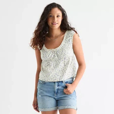 Arizona Womens Juniors U Neck Tank Top In Multi