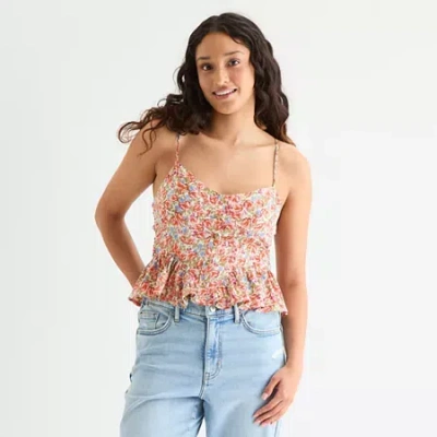 Arizona Womens Juniors Sweetheart Neck Sleeveless Tank Top In Multi