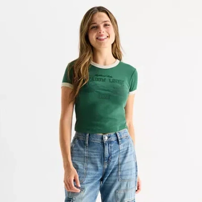 Arizona Womens Juniors Crew Neck Short Sleeve T-shirt In Multi