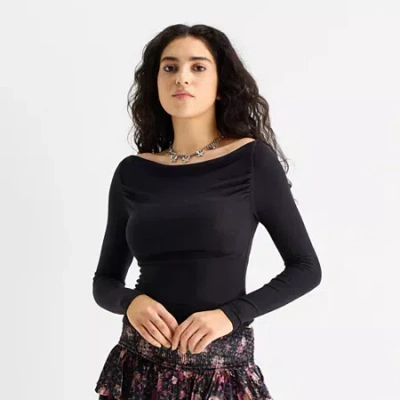 Arizona Girls Juniors Long Sleeve T-shirt In Black