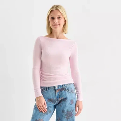 Arizona Girls Juniors Long Sleeve T-shirt In Pink