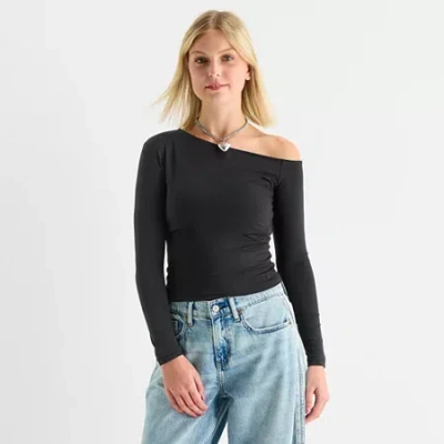 Arizona Girls Juniors Long Sleeve Blouse In Black