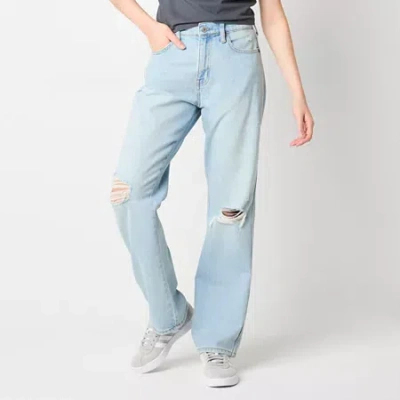 Arizona Womens Juniors High Rise Straight Leg Jean In Blue