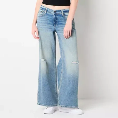 Arizona Womens Juniors Short Low Rise Baggy Fit Jean In Blue