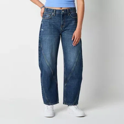 Arizona Barrel Womens Juniors Mid Rise Baggy Fit Jean In Blue