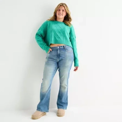 Arizona Womens Juniors Plus Mid Rise Bootcut Jean In Blue