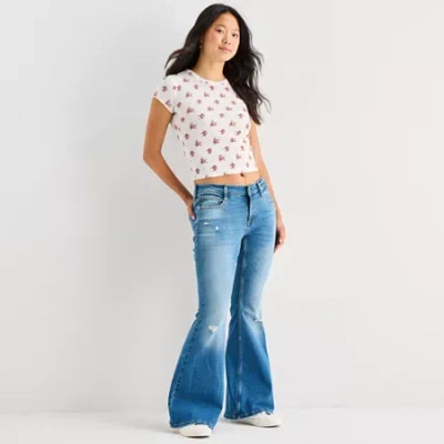 Arizona Womens Juniors Low Rise Flare Leg Jean In Blue