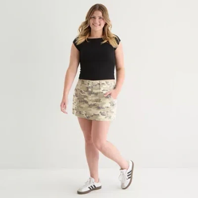 Arizona Womens Juniors Plus A-line Skirt In Brown