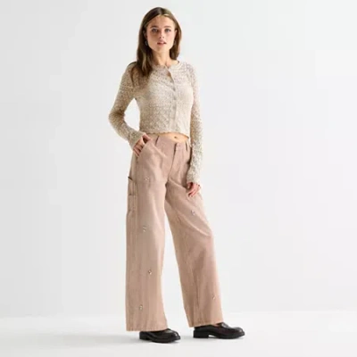 Arizona Womens Juniors Low Rise Baggy Fit Jean In Orange