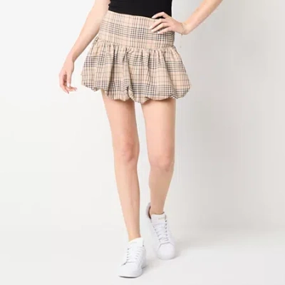 Arizona Womens Juniors Low Rise Midi Pleated Skirt In Brown