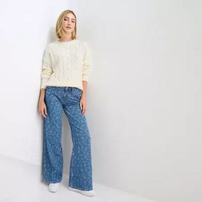 Arizona Womens Juniors Low Rise Baggy Fit Jean In Blue