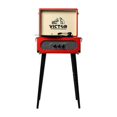 Victor Andover 5-in-1 Record Player Turntable In Red