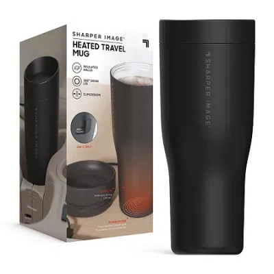 Sharper Image Heated Travel Mug In Black