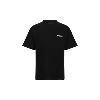 Represent Black Crewneck T-shirt With With Front And Back Owners Club Print In Cotton Man In Black