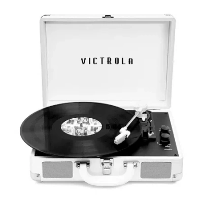 Victrola Canvas Bluetooth Suitcase Record Player In White