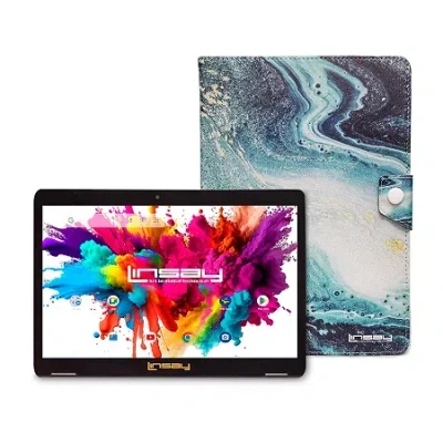 Linsay 10.1 Octa Core 128gb Android 15 Tablet Ocean Case In Blue