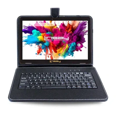 Linsay 10.1 Octa Core 128gb Android 15 Tablet Black Keyboard In Black