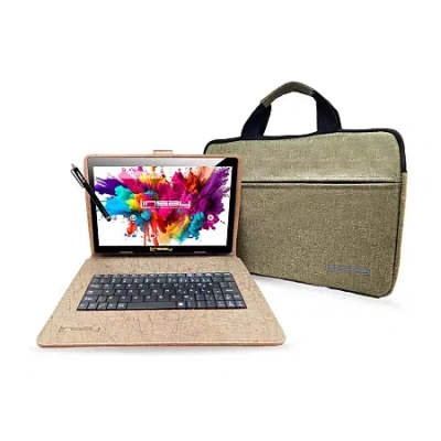 Linsay 10.1 Octa Core 128gb Android 15 Tablet Brown Keyboard In Brown