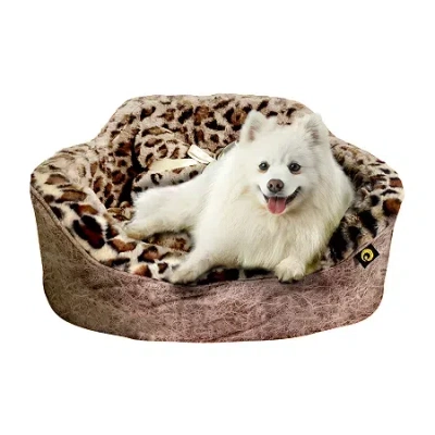 Precious Tails Taupe Leopard Pet Bed In Brown