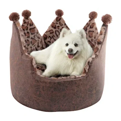 Precious Tails Crown Brown Pet Bed In Brown