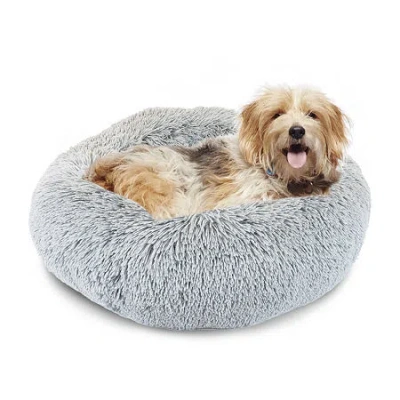 Precious Tails 24" Ice Gray Donut Pet Bed In Gray