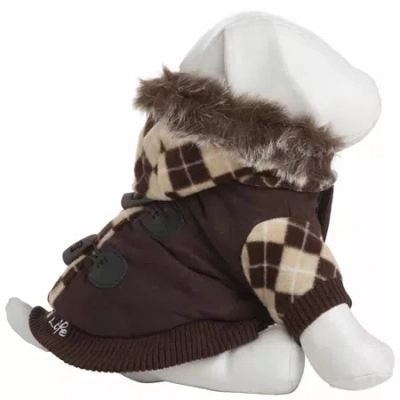 Pet Life Designer Patterned Suede Argyle Coat In Brown