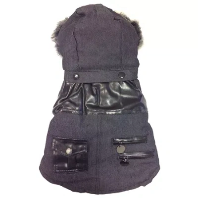 Pet Life The  Ruff-choppered Denim Fashioned Wool Pet Coat In Black