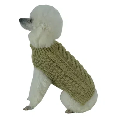 Pet Life The  Swivel-swirl Heavy Cable Knitted Fashion Designer Dog Sweater In Sand