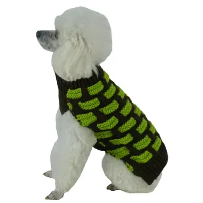 Pet Life The  Fashion Weaved Heavy Knit Designer Ribbed Turtle Neck Dog Sweater In Brown