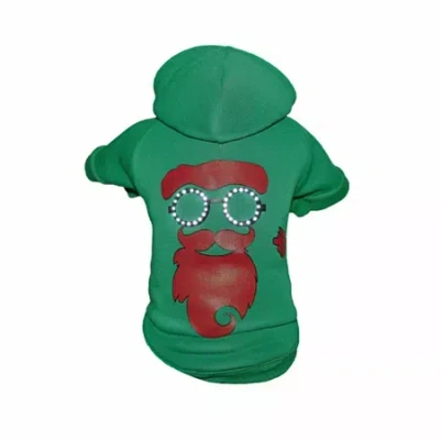 Pet Life Led Lighting Cool Santa Shades Hooded Sweater In Green